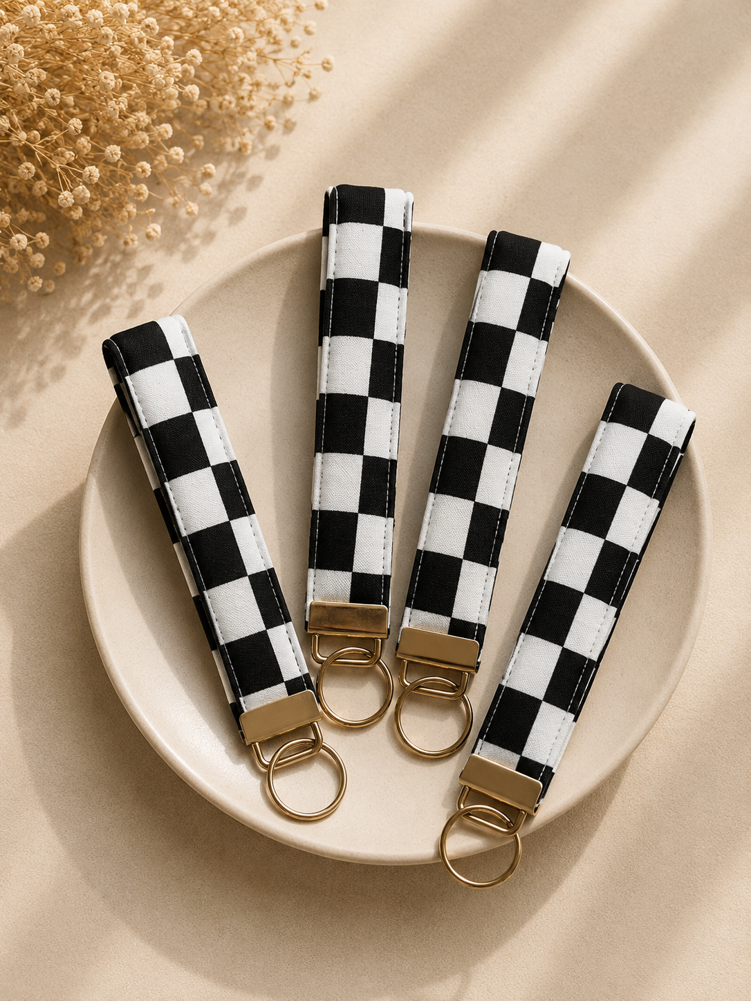 Black & White Checkered Keychain