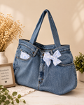 Blue Floral Jean Bag